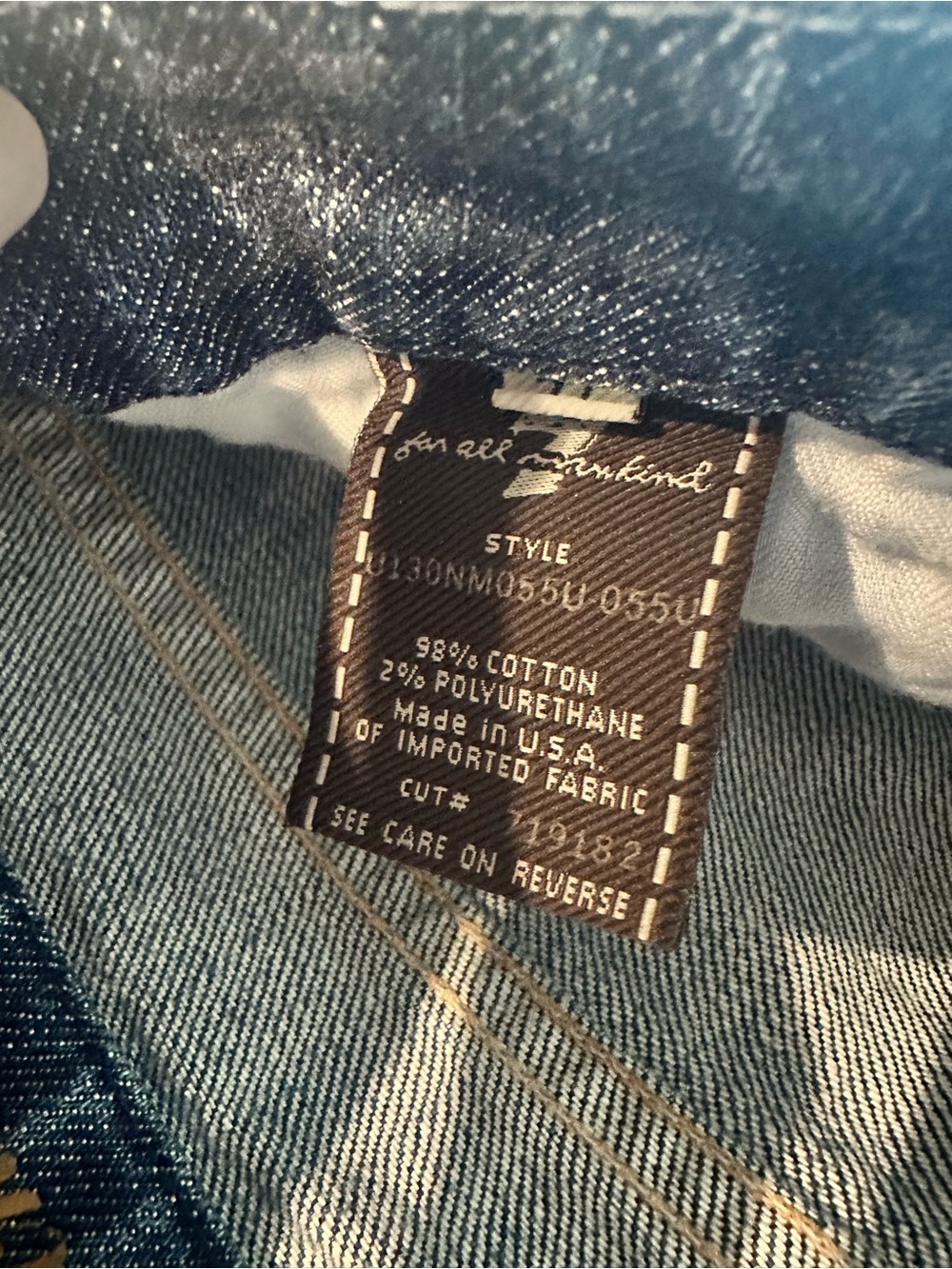 7 For All Mankind Indigo Denim Jacket with Brown Label